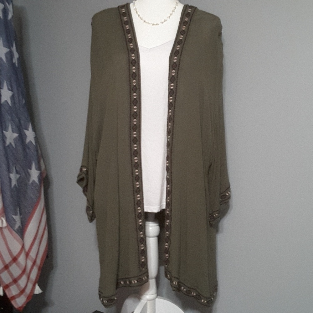 St. John's Bay Women's Kimono Olive Green OS
